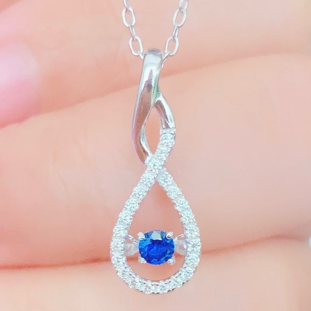 S925 Sterling Silver Synthetic Sapphire Necklace
